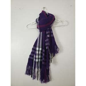 (N5) Calonaci s.r.l. Scarf Purple Winter Cottagecore Office Plaid Italy 71"x16"